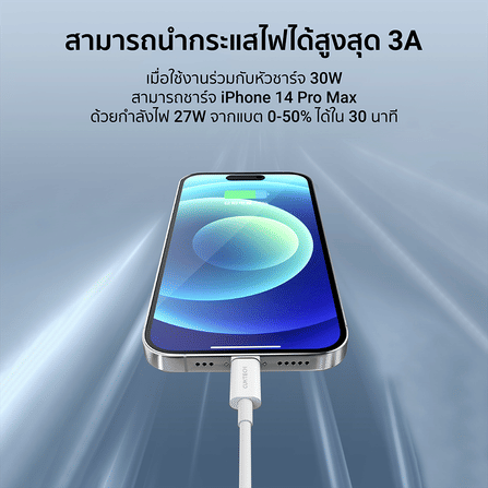 สายชาร์จ CUKTECH รุ่น AL870  USB-C to Lightning  สีขาว 1 เมตร รองรับมาตรฐาน MFI_2